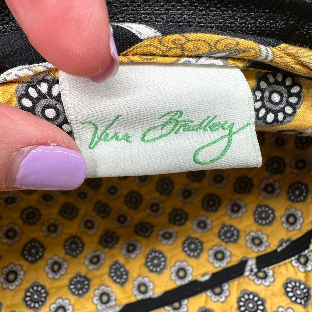 Vera Bradley Night and Day Quilted Laptop Bag Case‎ Sleeve Black Yellow Floral